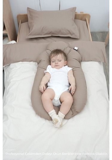 Mordesign Moresleep 2'si 1 Arada Bebek Sarılma Ve Şekillendirme Yastığı, Düz Kafa Yastığı,pamuklu,uyku Yastığı Kapiçino Zg10194-5