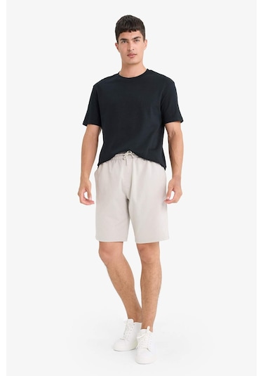 Defacto Slim Fit Dar Kesim Cepli Pamuklu Basic Düz Bermuda Şort W1105az25spbg170 Bej