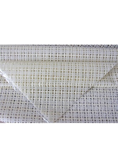 Pvc Şeffaf Kaplama Silinebilir Masa Örtüsü Çapraz Hasır Krem