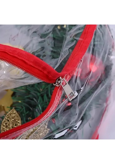 Moveevo Kırmızı Kenarlı Tam Şeffaf Pvc Noel Gerginliği Saklama Çantası - Büyük Kapasiteli, Ev Dekorasyonları Ve Mevsimsel Eşyalar İçin Uygun
