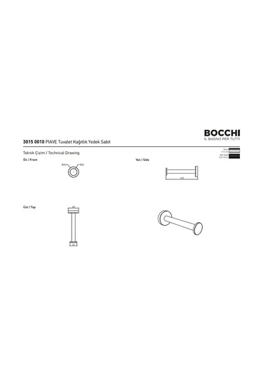 Bocchi Piave Tuvalet Kağıtlık Yedek Sabit Mat Siyah 3015-0010-ab Krom