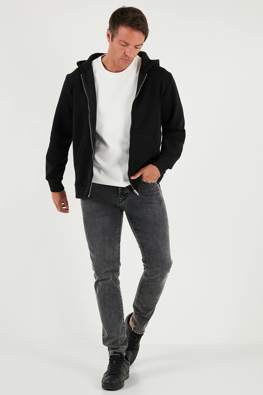Buratti Regular Fit Kapüşonlu Fermuarlı Içi Tüylü Yumuşak Şardonlu Kışlık Erkek Sweat 5905340 Siyah