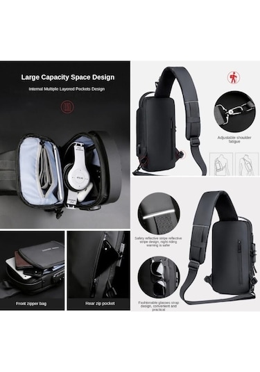 Ulzyvf Ve Ve Usb Şarj Portlu Omuz Kilitli Kahve Gri Göğüs Çantası Arion - İd Gri - Kahverengi