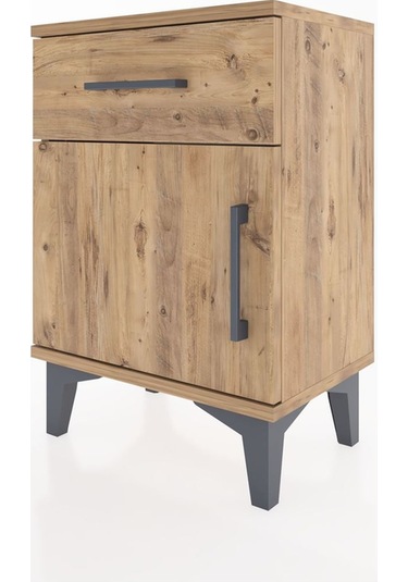 Arges Komodin Tek Raflı Tek Kapaklı 44x30x64 Çam-çam Çam