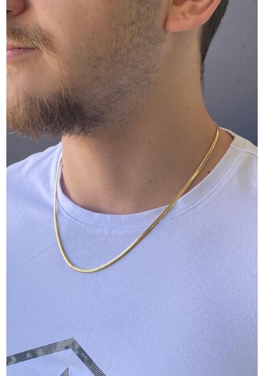 Zümrüt Sarraf 14 Ayar Altın Balık Sırtı Zincir Erkek Kolye