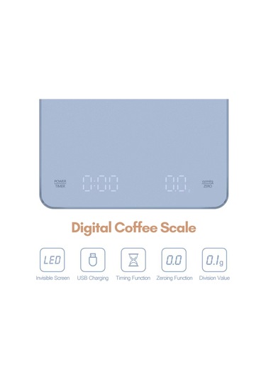 Vkemall Ck2150 Led Ekranlı Kahve Terazisi: Zamanlayıcılı, 3000g Kapasiteli, Şarj Edilebilir, Yüksek Isıya Dayanıklı, Mavi Açık Mavi