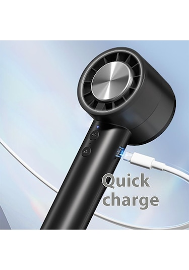 Taşınabilir Yüksek Hızlı Usb Şarj Edilebilir Turbo Fanlı Taşınabilir Soğutma Fanı Buz Sıkıştırmalı Soğutma Tasarımı - Siyah Siyah