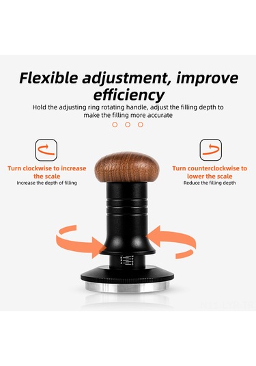 Ranyeek Kahve Tamperi 51mm: Ahşap Kollü, 30 Lbs Sabit Geri Çekimli, 304 Çelik Tabanlı, Derinlik Ayarlanabilir, Dikey Basım Diğer