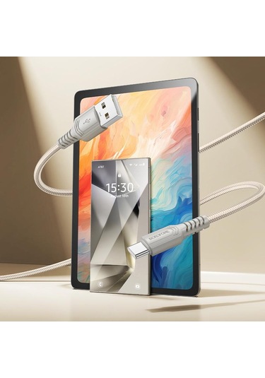 Borofone Bx116 1m 3a Usb Tip-c Belirli Şarj Veri Kablosu Beyaz
