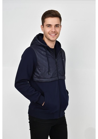 Dynamo Erkek Kapitone Modelli 3 İplik Kapüşonlu Sweatshirt Bgl-st04865 Lacivert