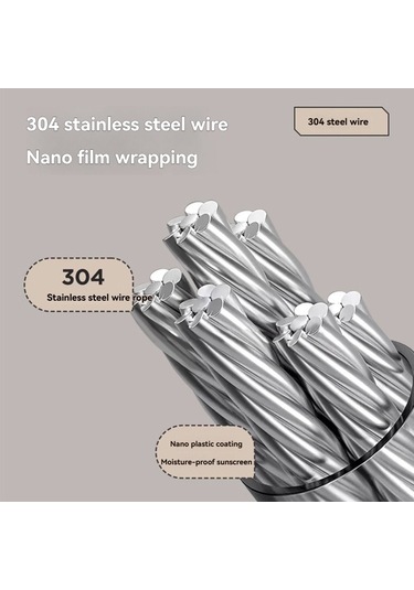 Ximistore9 304 Çelik İç/şehir Dışı Gizli Katlanabilir 4.2m Çamaşır Çekme Kablosu - Delme Yok Banyo Balkon Kurutma Aleti Beyaz