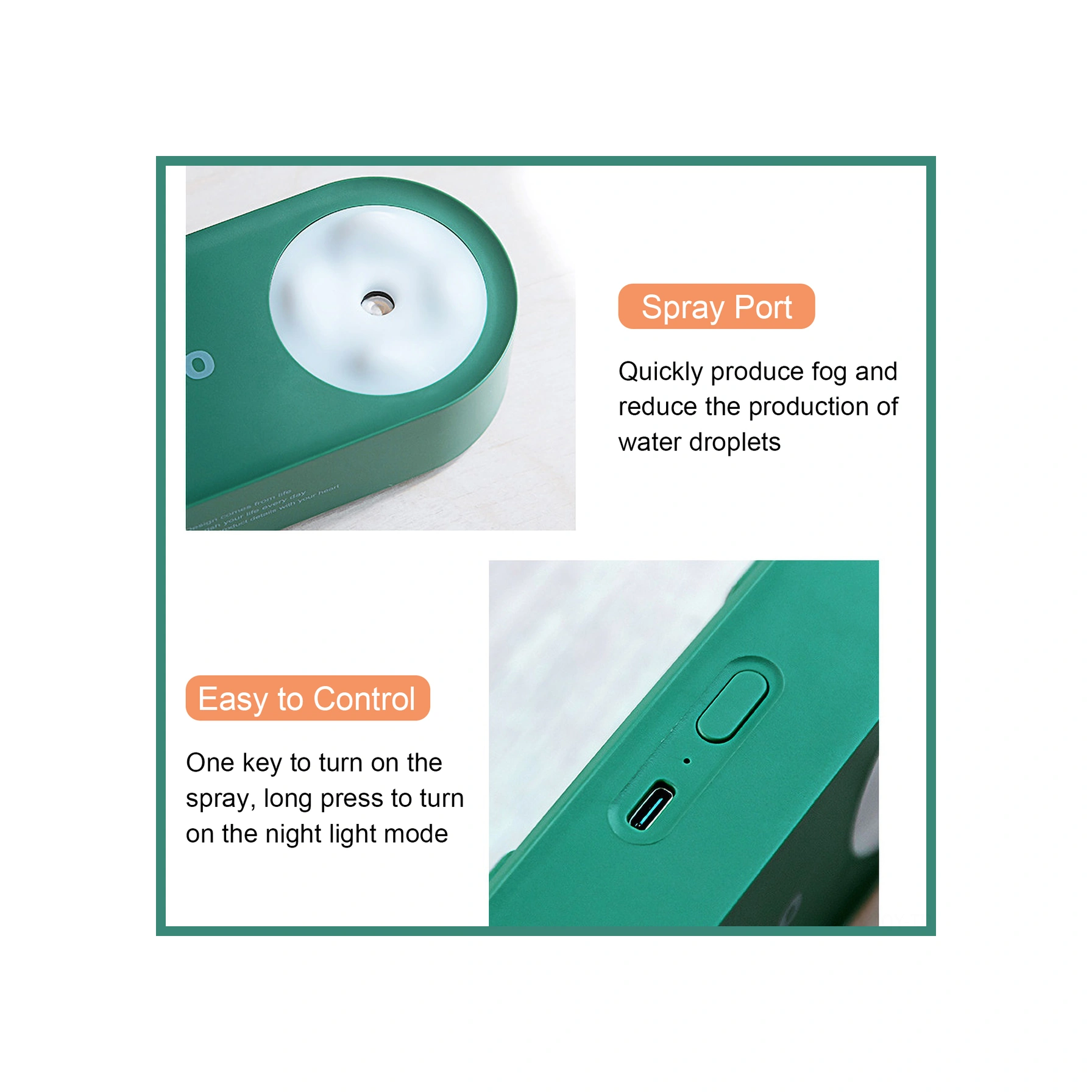 Youmex Usb Şarjlı Taşınabilir Su Şişesi Nemlendirici, Led Gece Lambası, Sürekli Ve Aralıklı Sprey Modu, Ev Ofis Seyahat İçin