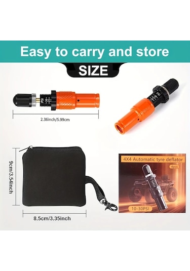 Elmpaly 10-30 Psı Otomatik Lastik Hava Boşaltma Valf Seti 4'lı Turuncu - Arazi 4x4, Kamyon, Suv, Motosiklet İçin