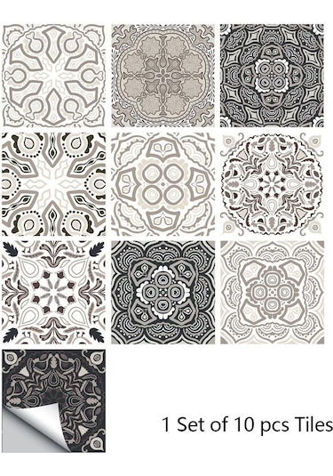 Siyah 10 Adet Retro Desen Mat Yüzey Fayansları Etiket Transferleri Kapakları Mutfak Ban Zemin Dayanıklı Duvar Sticker Dğ. 56865307 Diğer