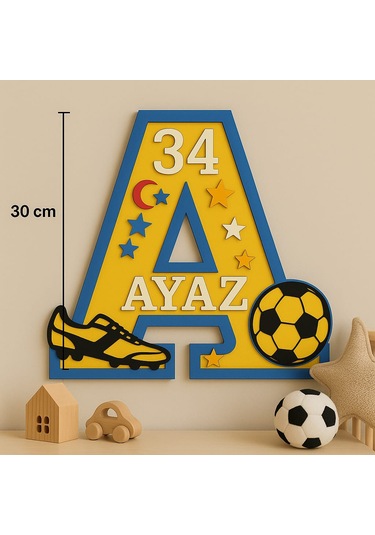 Çocuk Odası Kapı Veya Duvar Süsü Kişiye Özel İsim Yazılı No:1004 Mavi - Kırmızı