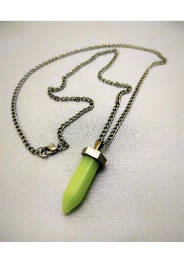 KARANLIKTA PARLAYAN ZİNCİR KOLYE-KOL126 Gümüş