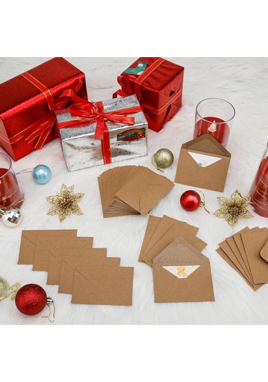 Kraft Zarf Seti, 50 Li Paket 7x9 Cm, Mini Boy Davetiye, Kart, Fotoğraf Ve Özel Gün Zarfları