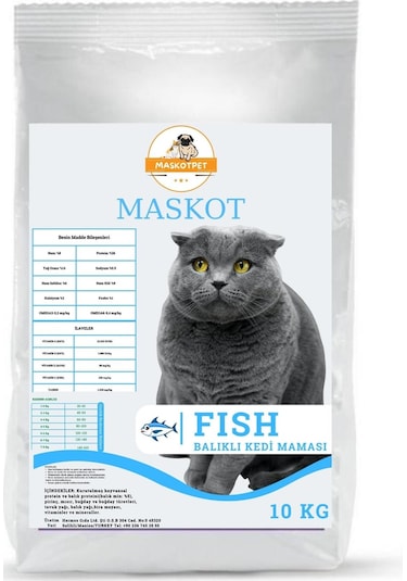 Maskot Balıklı Yetişkin Kedi Maması 10 KG