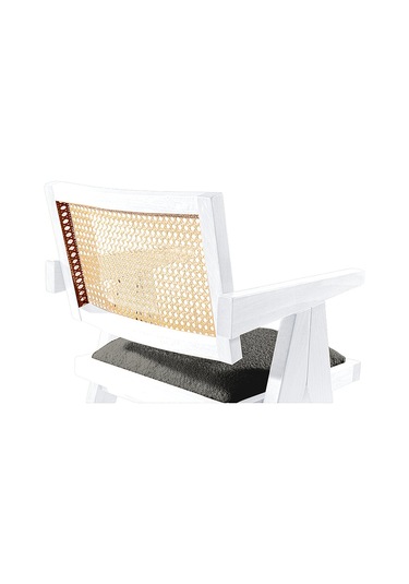 Luna Pergel Hazeranlı Model Hasırlı Natural Ahşap Sandalye Beyaz - Antrasit