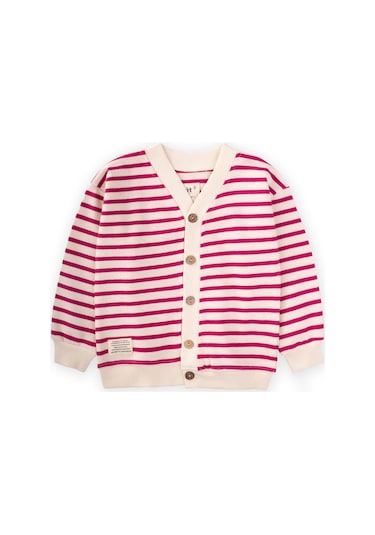 Cigit Cigit Çizgili Hırka 2-10 Yaş Fuşya Fuşya