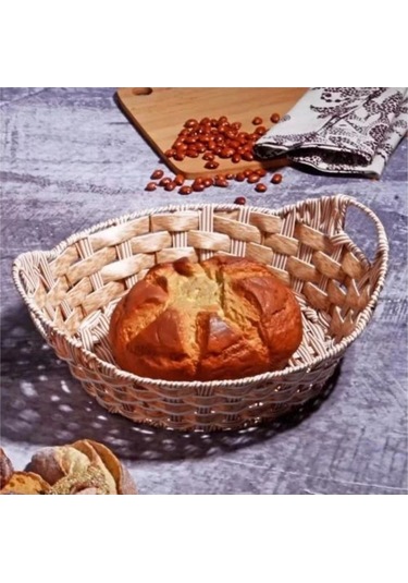 Kosova Spt188 Yuvarlak Hasır Ekmek Sepeti 30 Cm Kahve