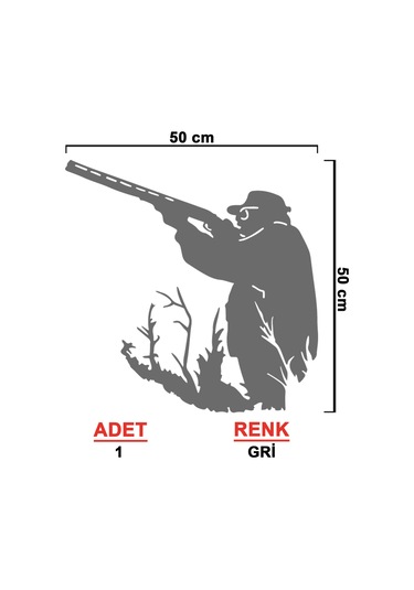 Avcı Sticker - Av Sticker - Hunter Sticker - 50cmx50cm - Gri