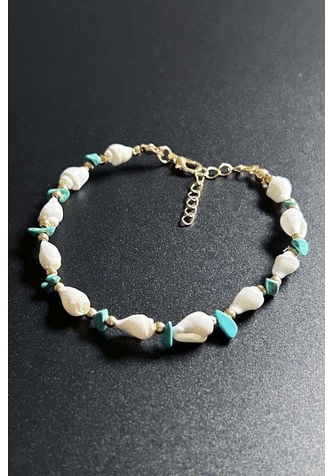 Deniz Kabuklu Halhal 39, Turkuaz - Beyaz Çok Renkli