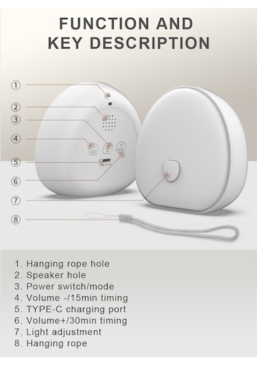 Leezsing Beyaz Gürültü Makinesi Renkli Gece Lambası Bebek Uyandırma Emzirme Emzik Monokrom/renkli/renkli/hafif Dokunmati Diğer