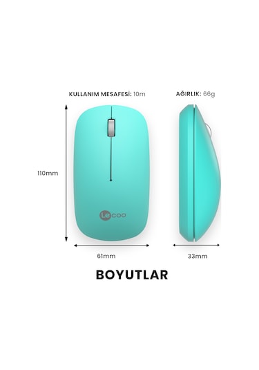 Lecoo WS214 Kablosuz 1200DPI 3 Tuşlu Optik Mouse