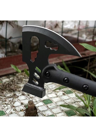 Valkyrie Çekiçli Outdoor Kamp Baltası Kılıflı Balta Siyah