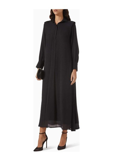 Eegen Studio Ophelia Kemerli Elbise - Crinkle Chiffon Crepe İle Şık Ve Rahat Seçenekler Siyah