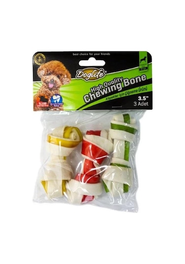 Doglife Ağız  Renkli Düğümlü Kemik 8,5cm 20 Gr 3'lü
