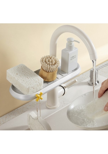 Yystore Banyo Musluk Depolama Rafı Mutfak Beyaz