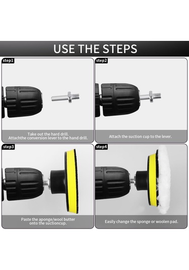 Vkemall 3 İnç Yün Cila Disk Seti 7 Parça - M10 Matkap Adaptörlü, Araç Boya/çamaşır/çelik Cila Ve Waxlama İçin Dayanıklı Yün Malzeme