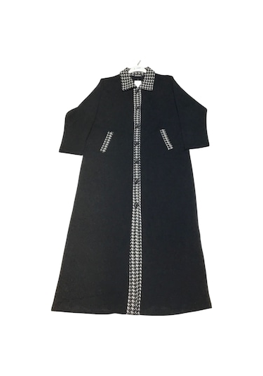 Çelik Örgü Önü Düğmeli Yaka Ve Kolağzı Kürklü Uzun Triko Hırka Çok Renkli