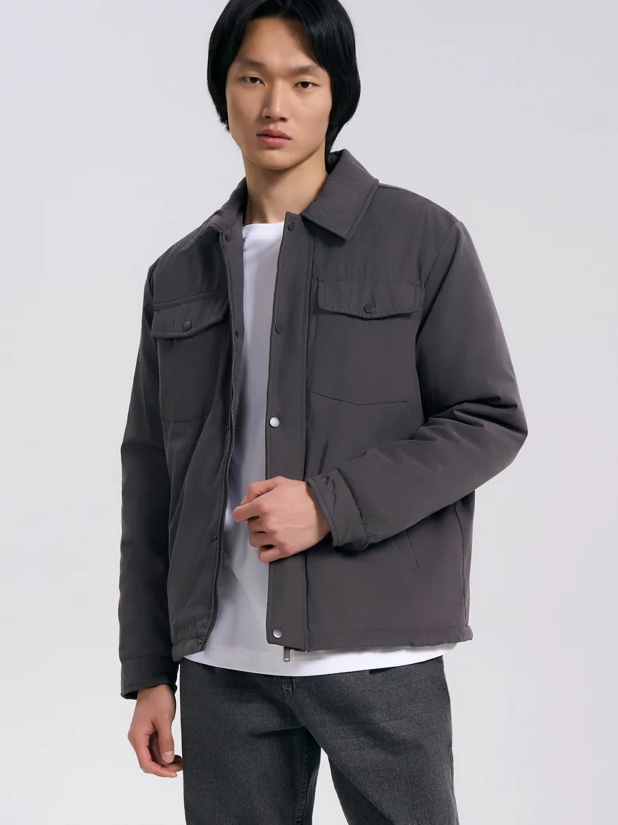 Tvoe Sentetik Dolguya Sahip Kot Gömlek Ceket 318015479 Koyu Gri