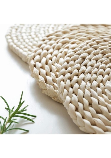 Ulzyvf Seti Servis, Servis Masa Krem Hasır Dokuma Doğal Beyaz Amerikan 2'li - Pa Beyaz - Krem