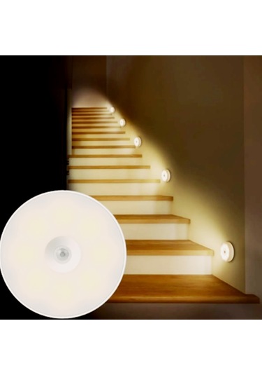 3 Adet Şarjlı Karanlık-Hareket Sensörlü 8 Led Aydınlatma Günışığı