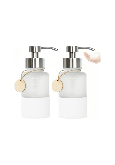 Roetell Cam Köpük Sabunluk, Paslanmaz Çelik Pompalı Sabun