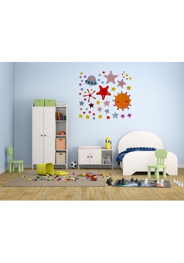 Duvar Süsü Sticker 2 Adet Uzaylı Desenli Pvc 70x50x0,5cm