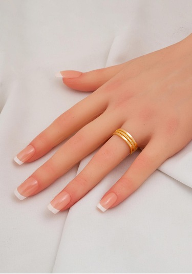 Bilezikci 3 Sıralı Ajda Yüzük 14 Ayar Altın Sarı Altın