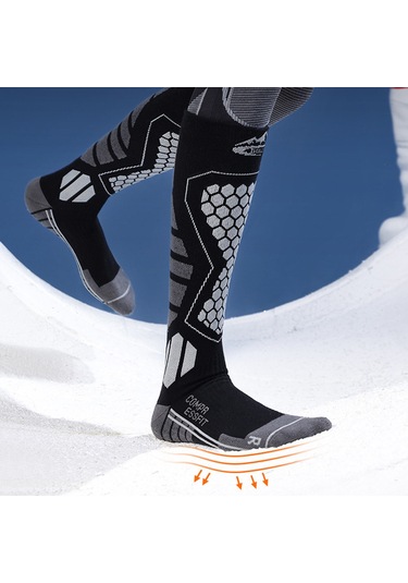 Butu Golovejoy Dwz04 1 Çift Spor Kompresyon Çorapları Kış Sıcak Yüksek Tüp Kayak Baldır Çorapları Siyah+mor Mor Siyah