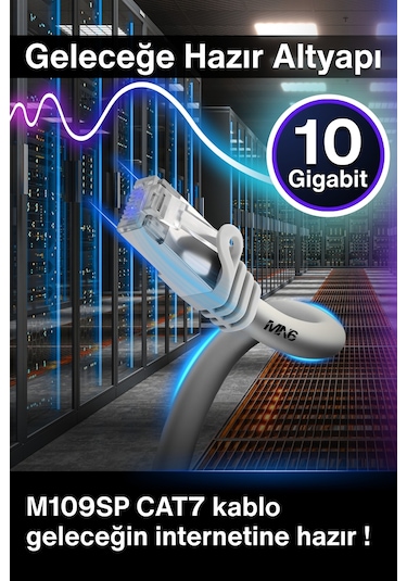 Mn6 M109sp Cat7 Kablo 5 Metre/10 Gbps'e Kadar-örgülü Ve Folyo Ekranlama/5 Metre Cat7 Ethernet Kablosu 5 Metre