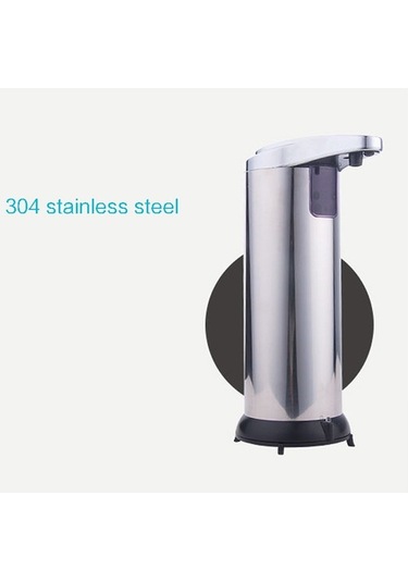 Pazly 250ml Paslanmaz Çelik Temassız Sıvı Sabun Dispanseri Ir Sensörlü Otomatik - Mu Gümüş Gümüş