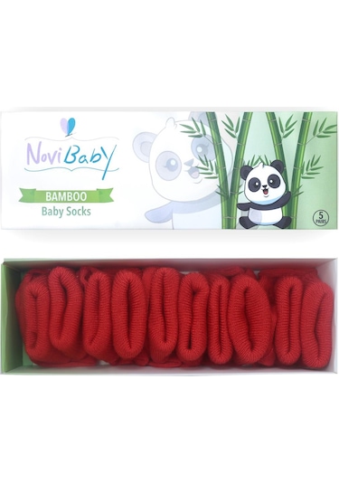 Novibaby 5'li Bambu Yenidoğan Bebek Çorabı I Rudy I 0-6 ay "Karışık Renkli"