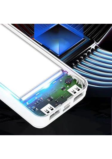 Hızlı Şarj Ve Led Göstergeli 20000 Mah Powerbank Yüksek Kaliteli Güvenli Li-polimer Batarya BEYAZ