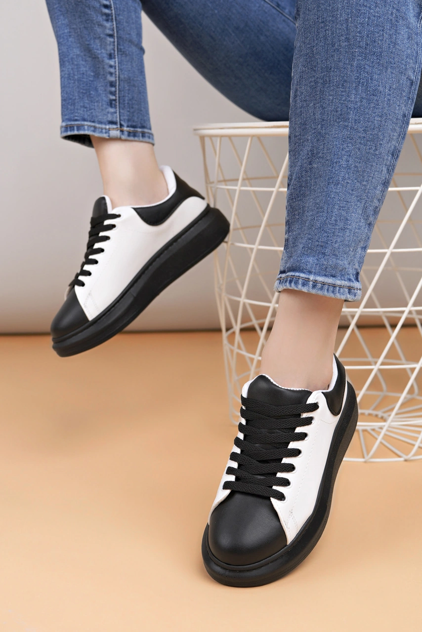 Luis A Costa Lc109 Beyaz Siyah Cilt Siyah Taban Kadın Sneaker Renkli