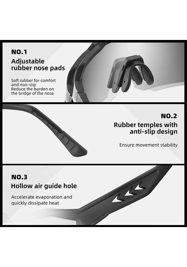 West Bıkıng Yp0703164 Tr90 Çerçeve Buğu Önleyici Bisiklet Gözlükleri Uv400 Fotokromik Güneş Gözlüğü - Siyah