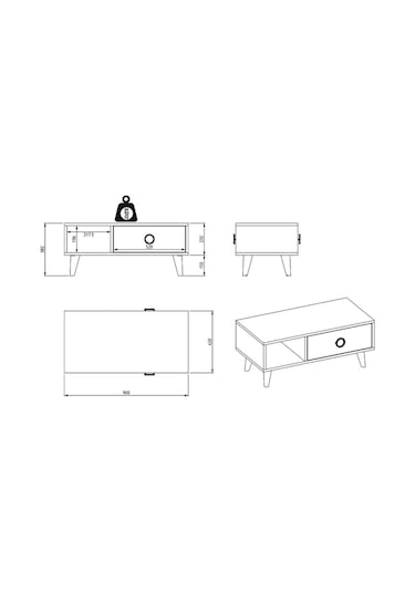 Sophia Orta Sehpa - Siyah / Mermer Siyah