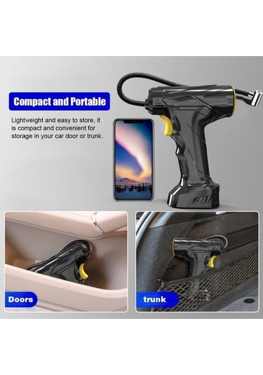 Artfulabode Taşınabilir Şişirme Pompası, Motosiklet Led Lastik Kompresörü: Işık Hava Göstergeli Geeroyoo Bisiklet Basınç Araç 120w & - Nu